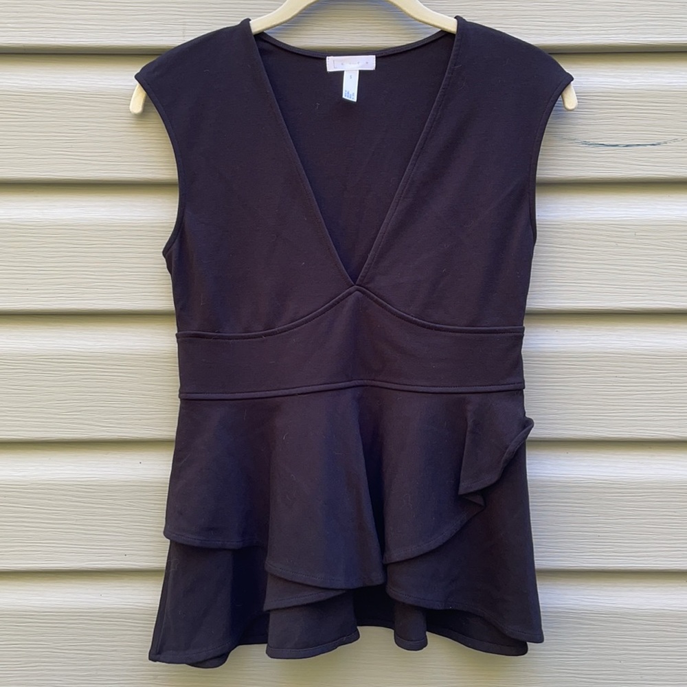 LEITH Black Peplum Sleeveless Blouse
